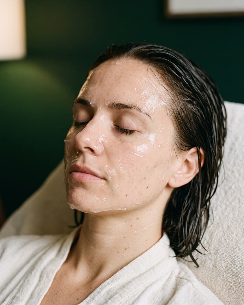 Mascarilla de gel sobre el rostro
